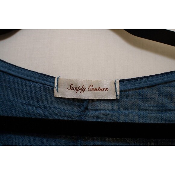 Simply Couture Blue striped Italy Cotton L/XL womens top - Picture 2 of 6